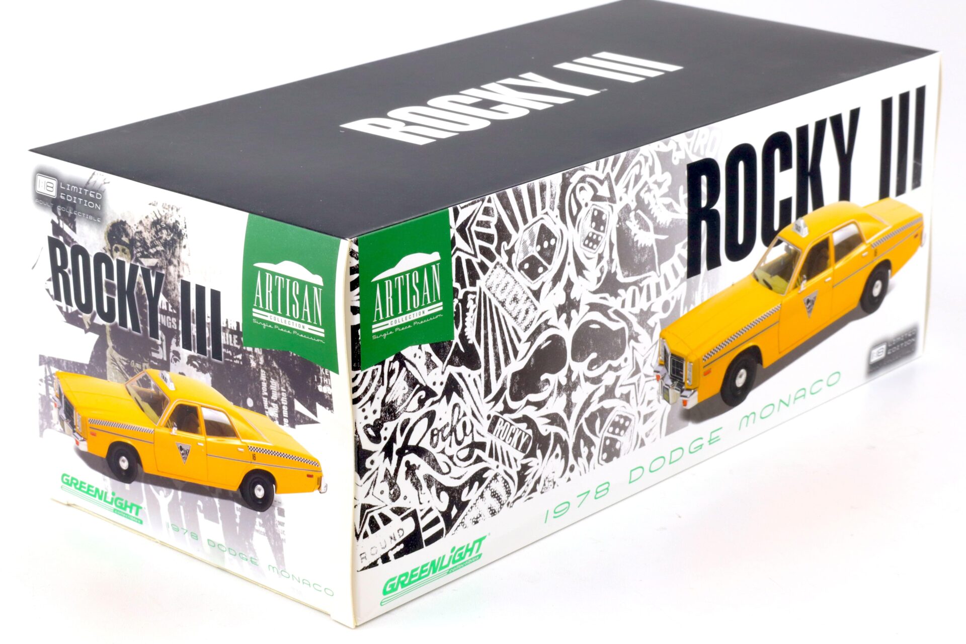 1:18 Greenlight 1978 Dodge Monaco City Cab Taxi yellow ROCKY III 1982