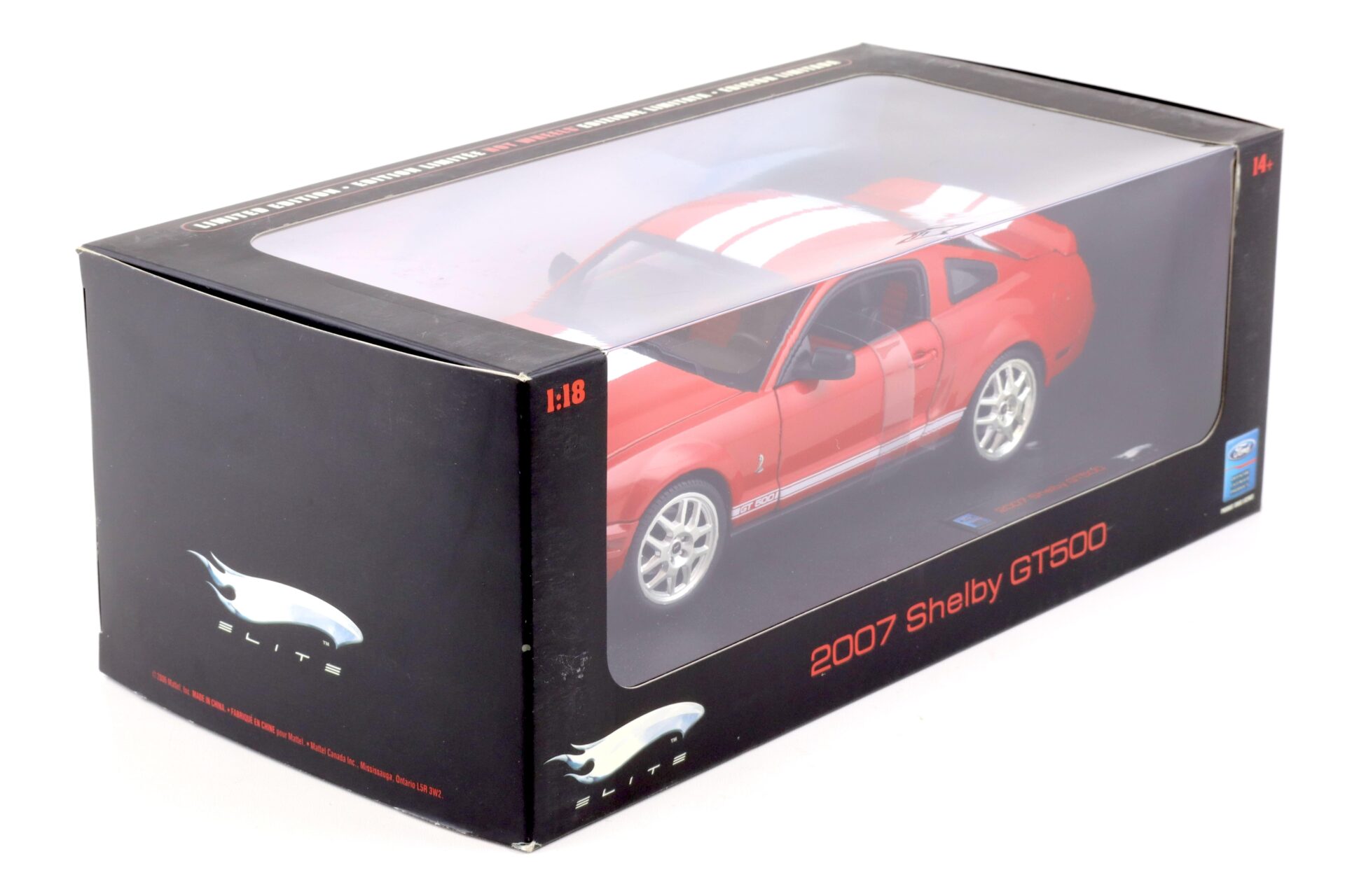 1:18 Hot Wheels Elite 2007 Shelby GT500 Coupe red/ white stripes