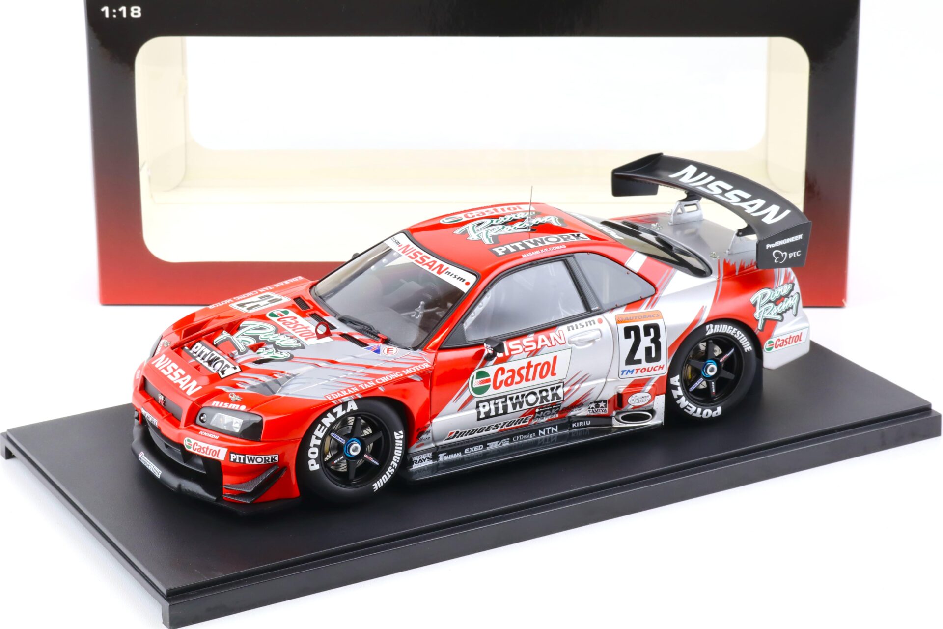 1:18 AUTOart Nissan Skyline R34 GT-R JGTC 2002 Castrol Pitwork #23 red 80278