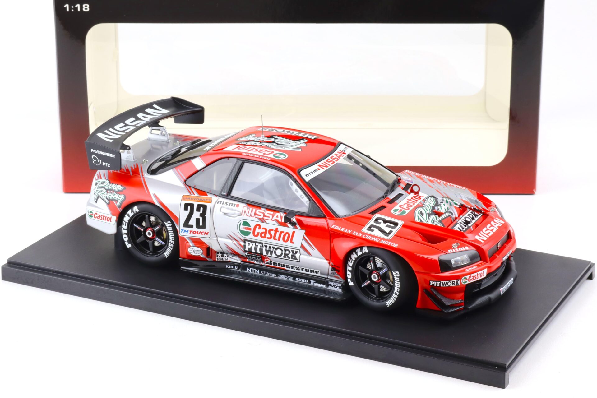 1:18 AUTOart Nissan Skyline R34 GT-R JGTC 2002 Castrol Pitwork #23 red 80278