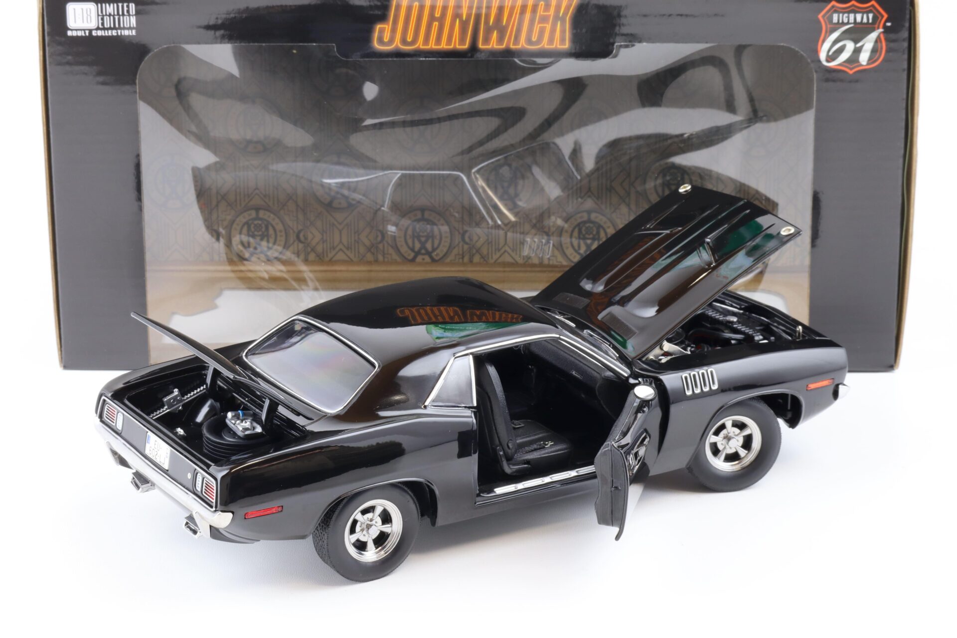 1:18 Highway61 Plymouth Cuda Coupe black JOHN WICK Chapter 4