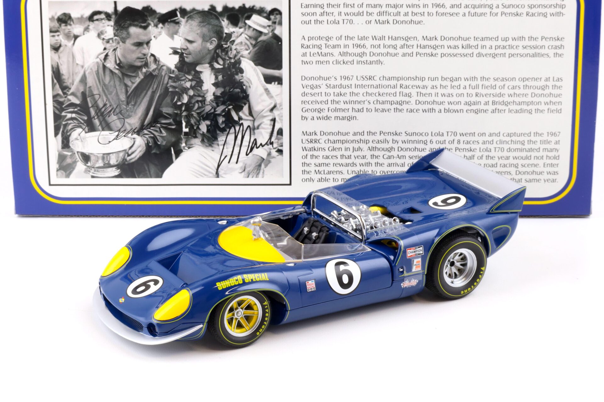 1:18 GMP 1967 Lola T70 Spyder Sunoco Special Mark Donohue #6 blue 12005
