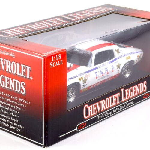 1:18 ERTL Collectibles 1970 Chevrolet Rally Sport Camaro Legends white with blue / red stripe
