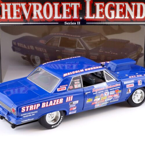 1:18 ERTL 1965 Chevrolet Chevelle Supercar Strip Blazer III Malcom Durham blue