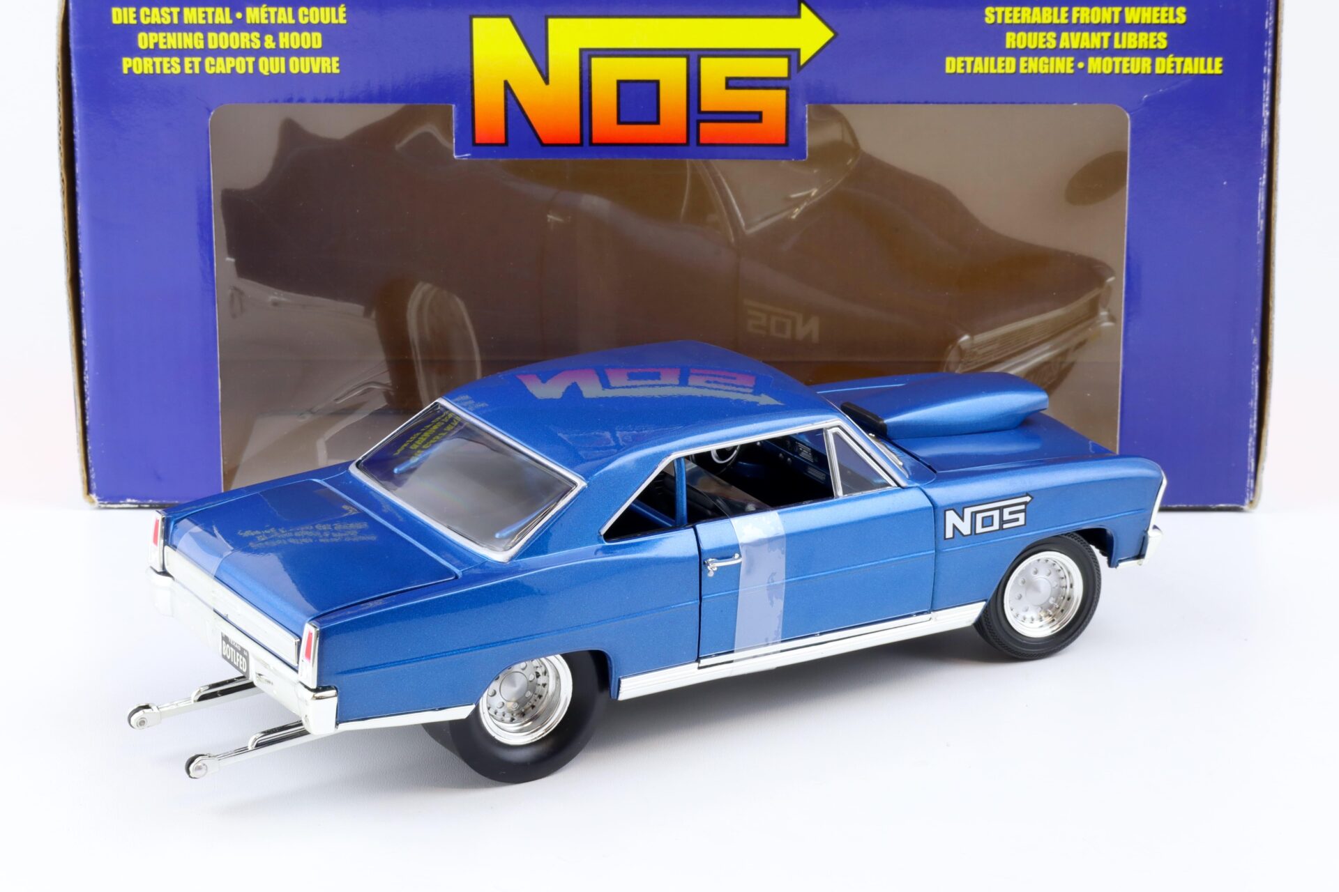 1:18 ERTL 1966 Chevrolet Nova Pro Street Coupe NOS blue metallic