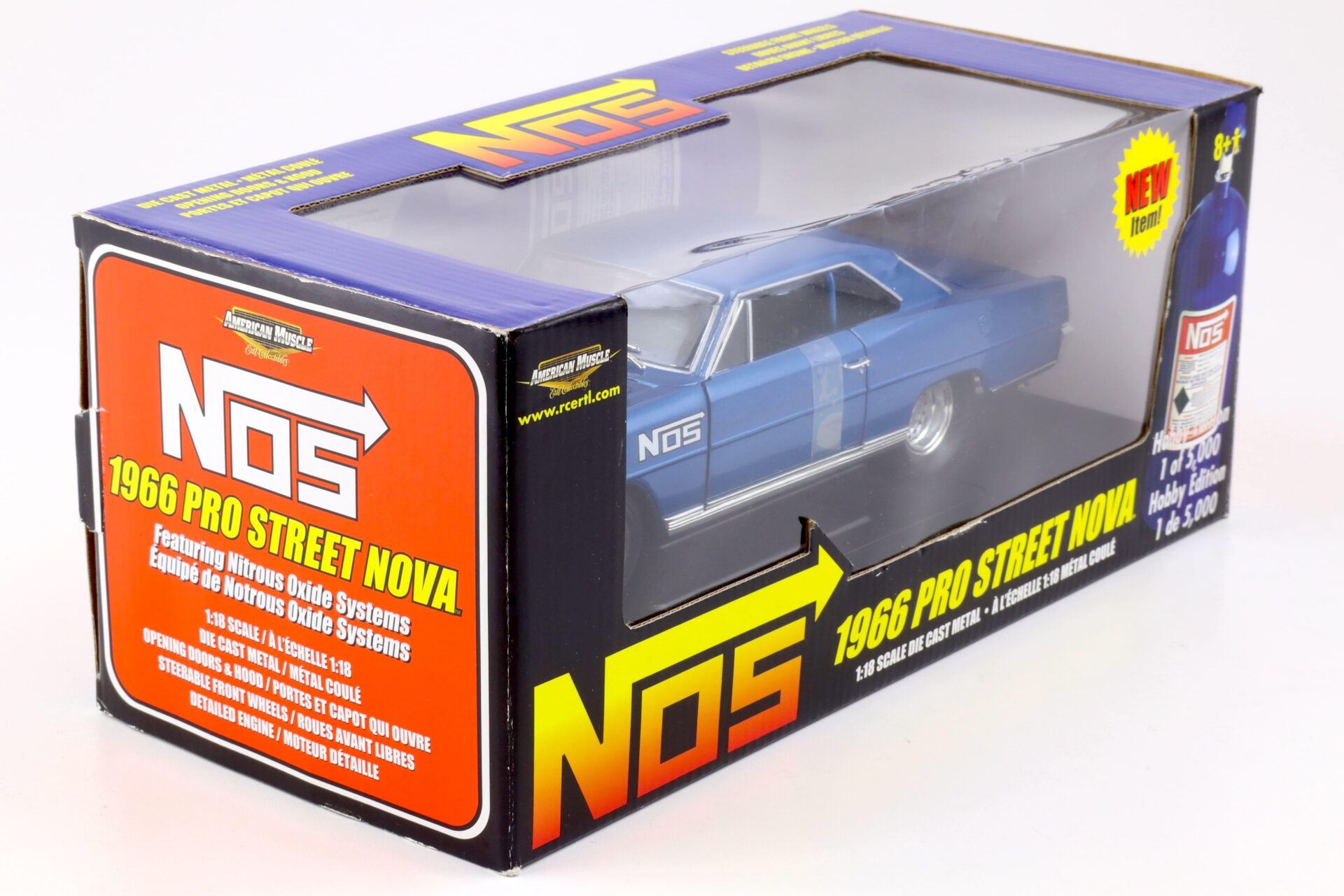 1:18 ERTL 1966 Chevrolet Nova Pro Street Coupe NOS blue metallic