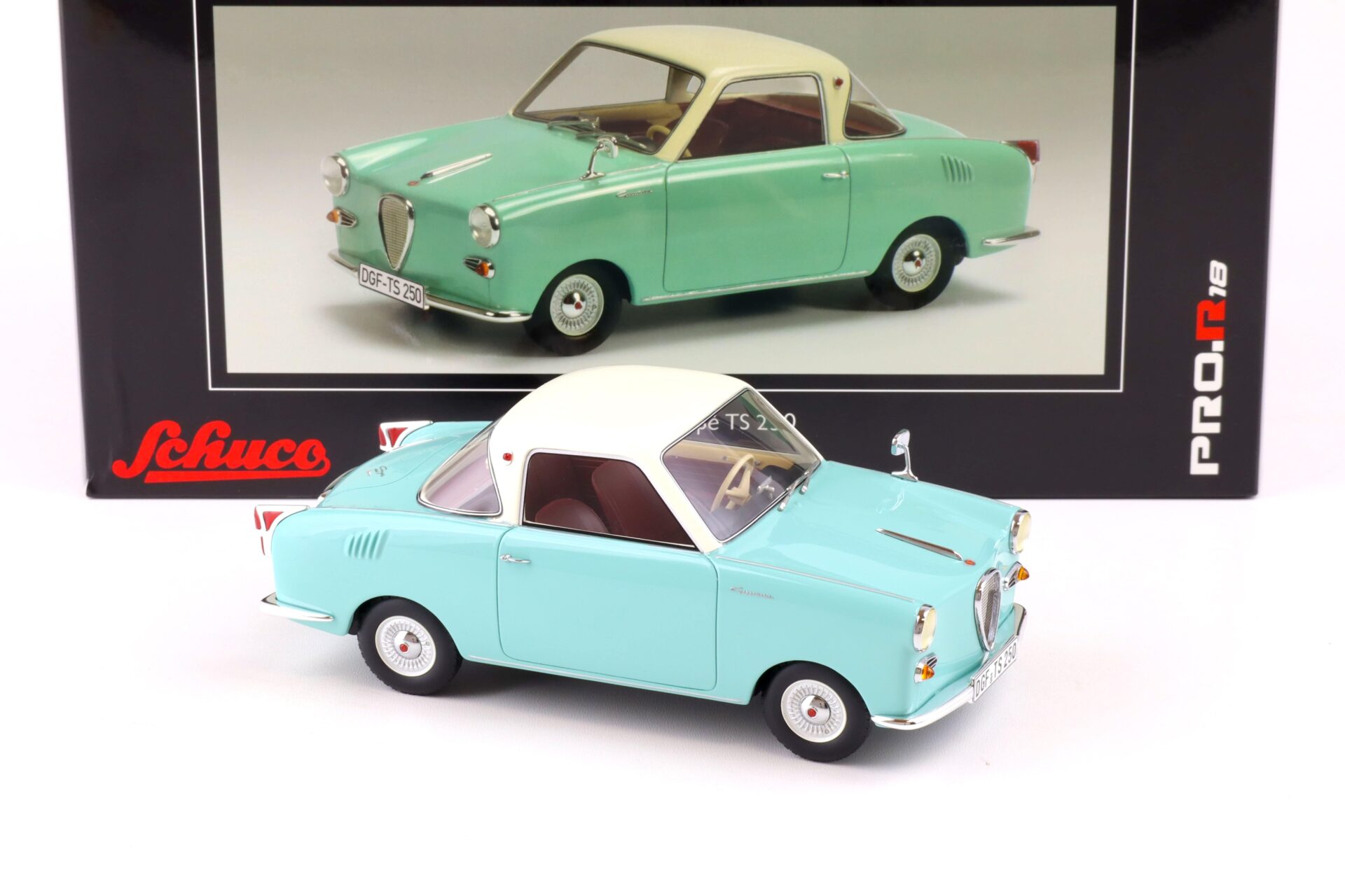 1:18 Schuco PRO.R18 Goggomobil Coupe TS 250 turquoise blue/ white