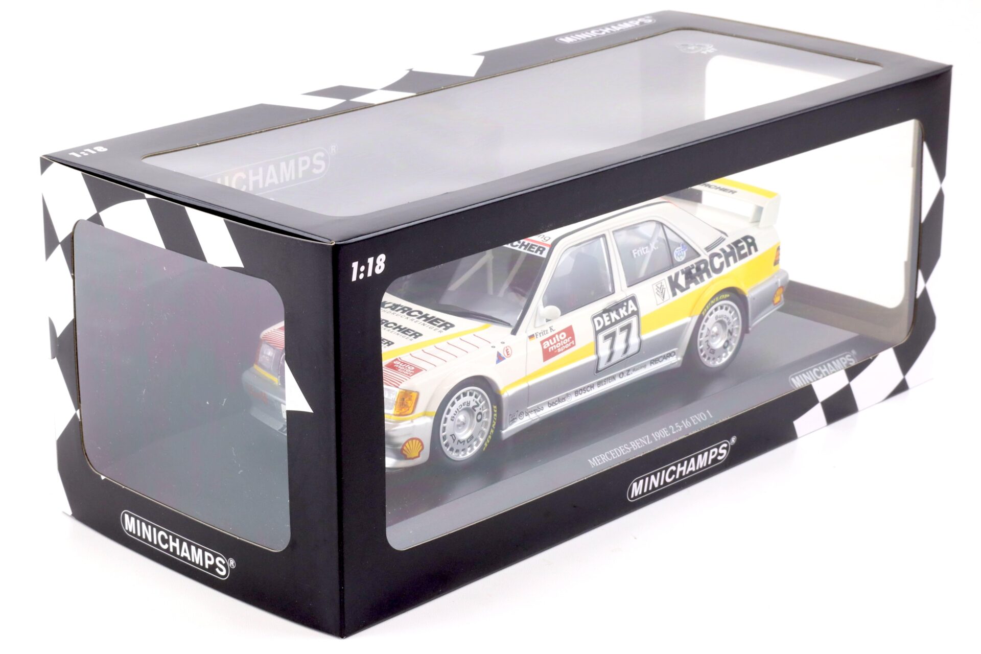 1:18 Minichamps Mercedes 190E 2.5-16 EVO 1 Team AMG Kreutzpointer DTM 1990 Kärcher #77