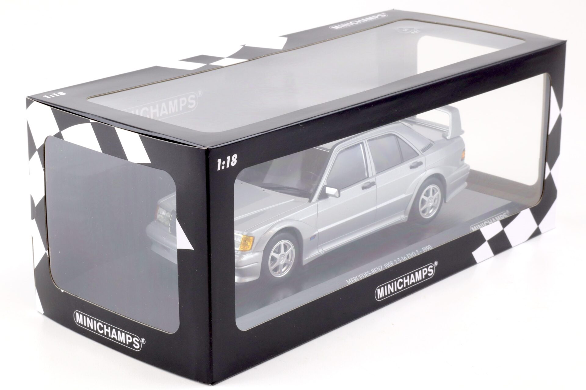 1:18 Minichamps Mercedes 190E 2.5-16 EVO 2 silver metallic 1990