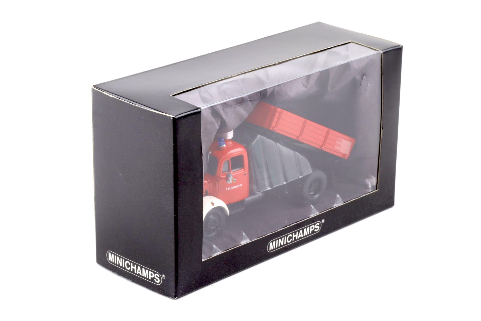 1:43 Minichamps Mercedes L 3500 K Kipper Feuerwehr Pforzheim red/ white