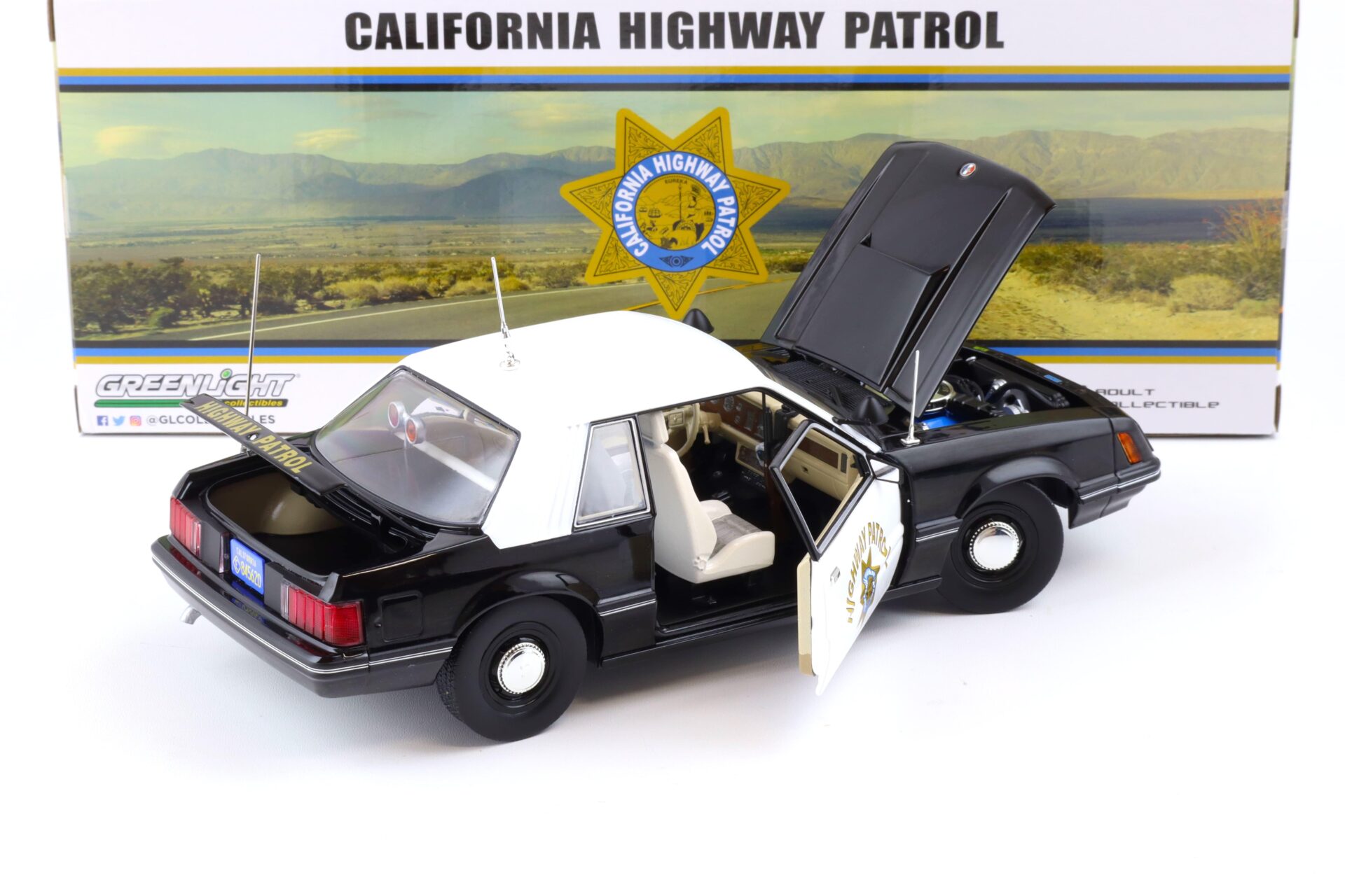 1:18 Greenlight 1982 Ford Mustang Coupe SSP California Highway Patrol