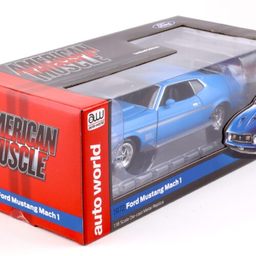 1:18 Auto World 1972 Ford Mustang Mach 1 Coupe Grabber blue