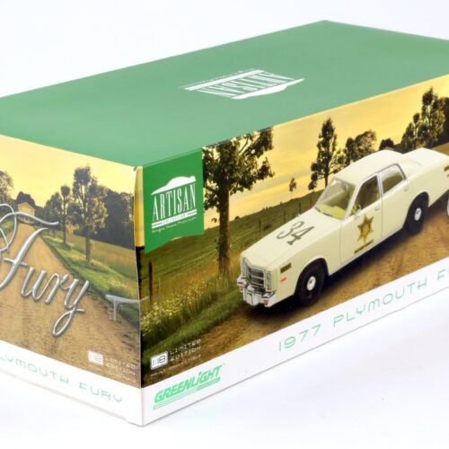 1:18 Greenlight 1977 Plymouth Fury Hazzard Country Sheriff Police beige/ white