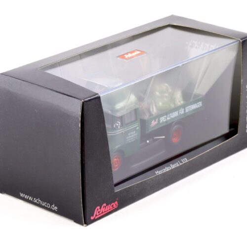 1:43 Schuco Mercedes L319 Pritsche Steib mit 2 Piccolo Beiwagen green