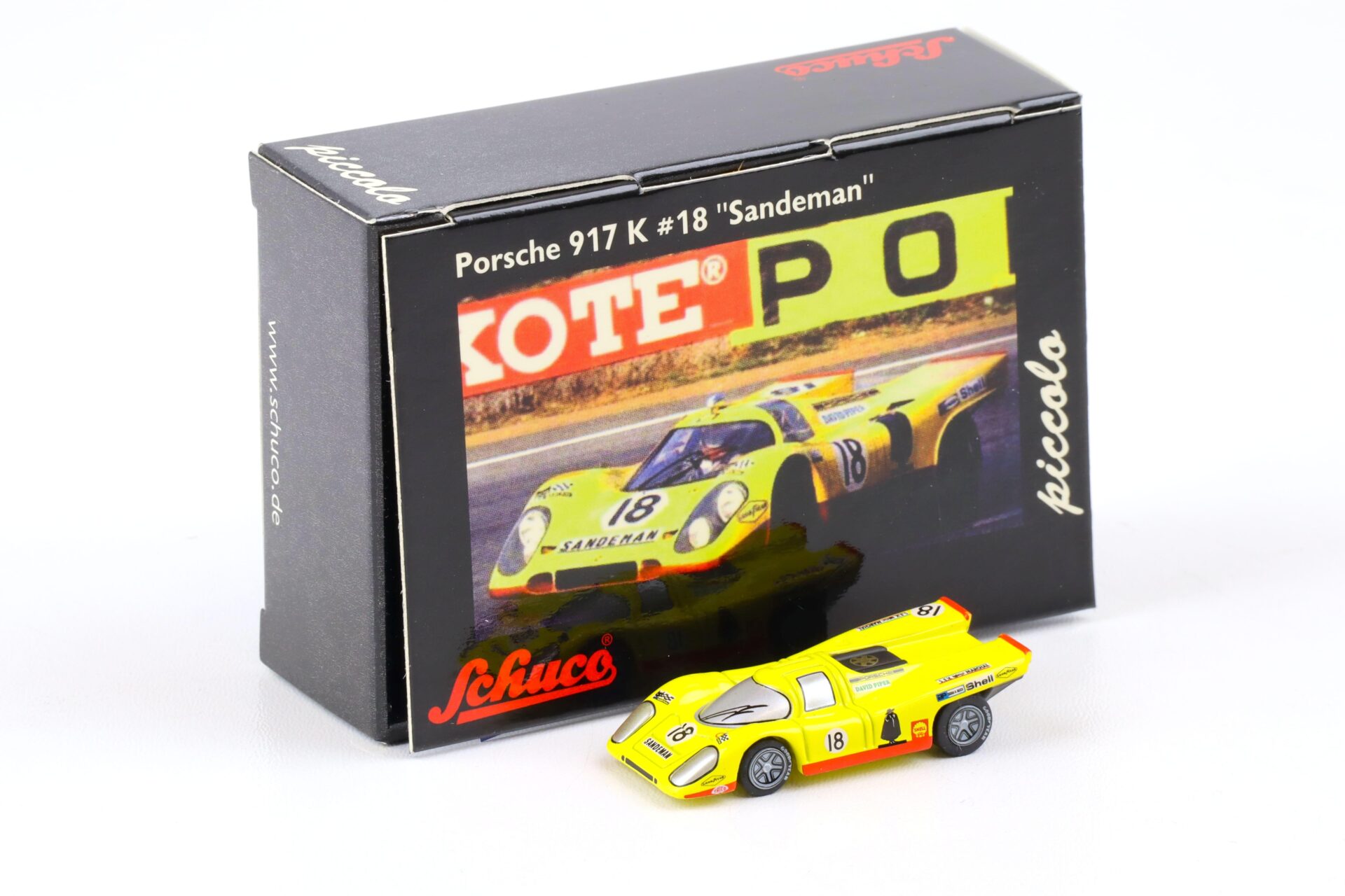 Schuco Piccolo Porsche 917K #18 Sandeman yellow