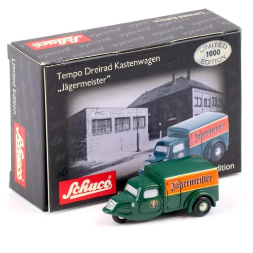Schuco Piccolo Tempo Dreirad Kastenwagen Jägermeister green/ orange