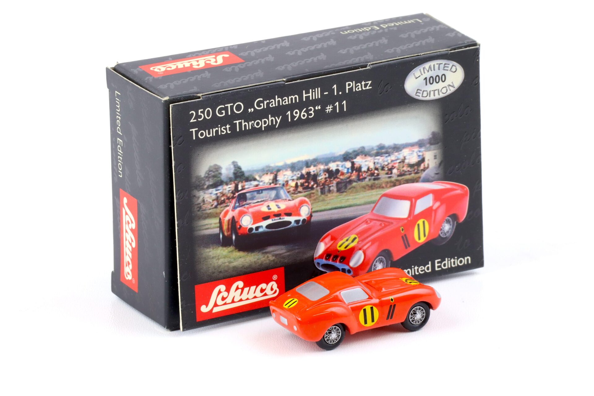 Schuco Piccolo Ferrari 250 GTO #11 Graham Hill 1. Platz Tourist Trophy 1963 red