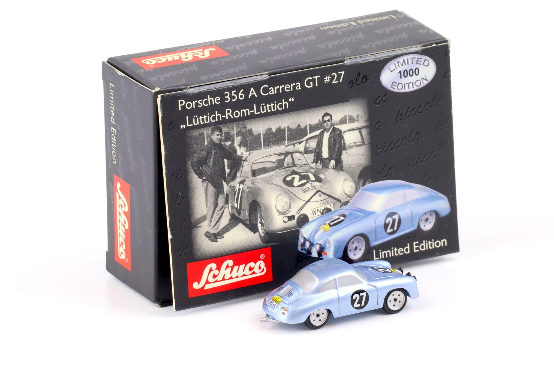 Schuco Piccolo Porsche 356 A Carrera GT #27 Lüttich-Rom-Lüttich blue