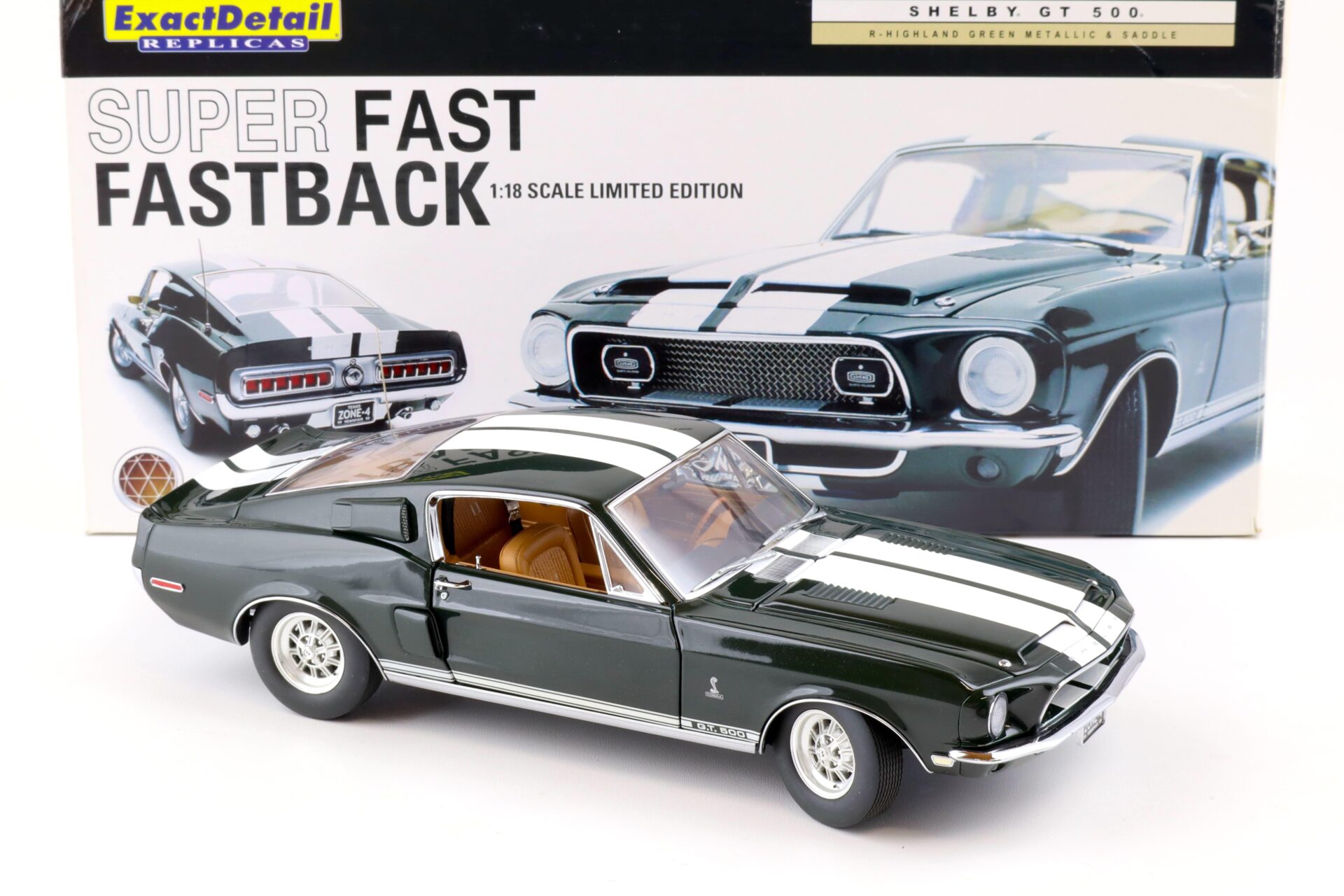 1:18 Exact Detail 1968 Shelby GT500 Super Fast Fastback green/ white stripes