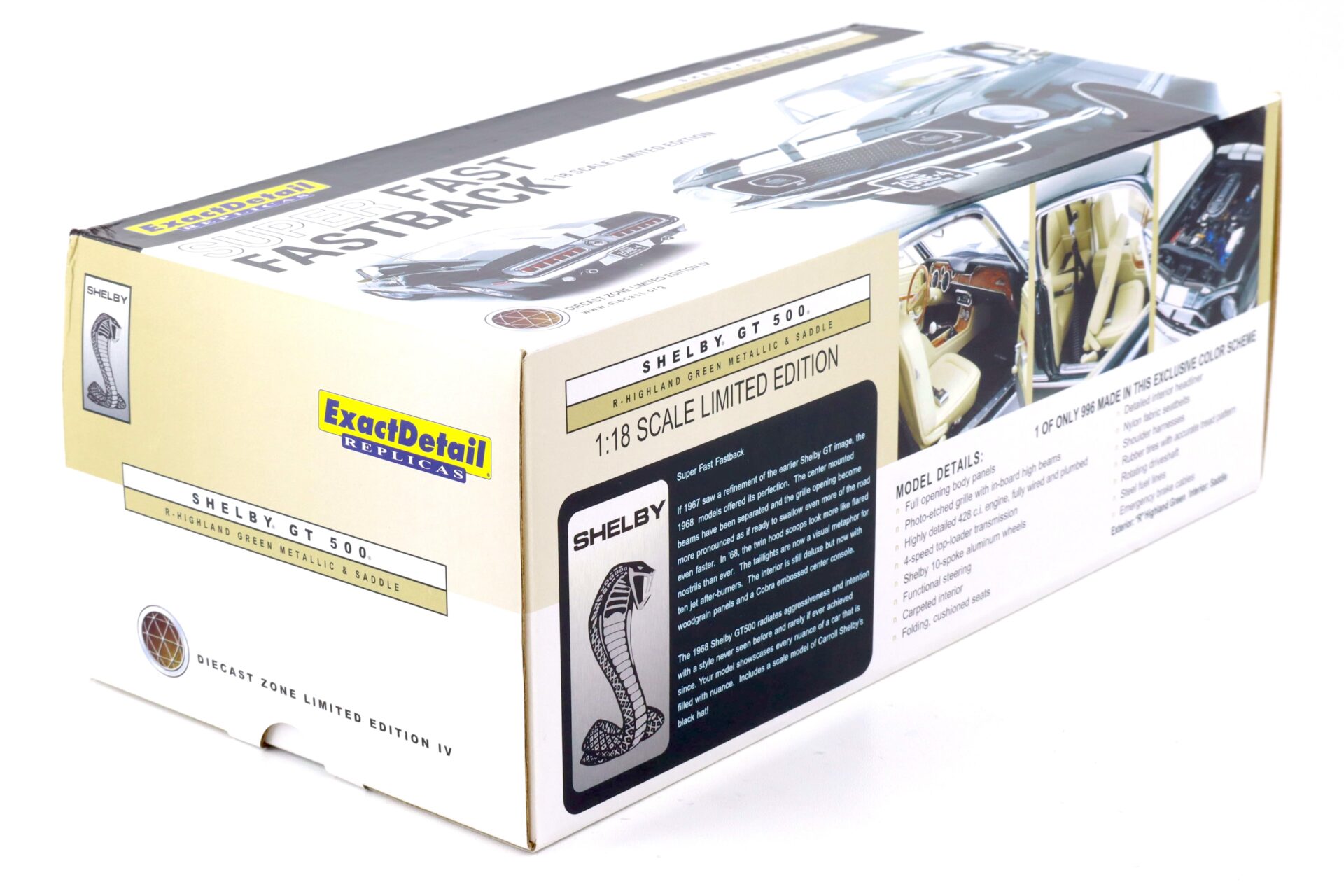 1:18 Exact Detail 1968 Shelby GT500 Super Fast Fastback green/ white stripes