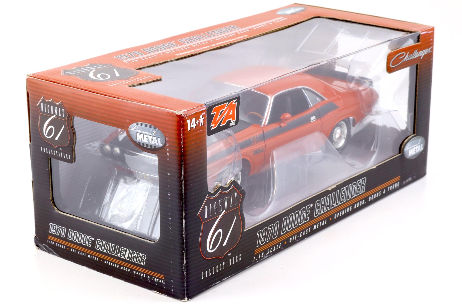 1:18 Highway61 Dodge Challenger T/A 340 Six Pak Coupe 1970 orange metallic