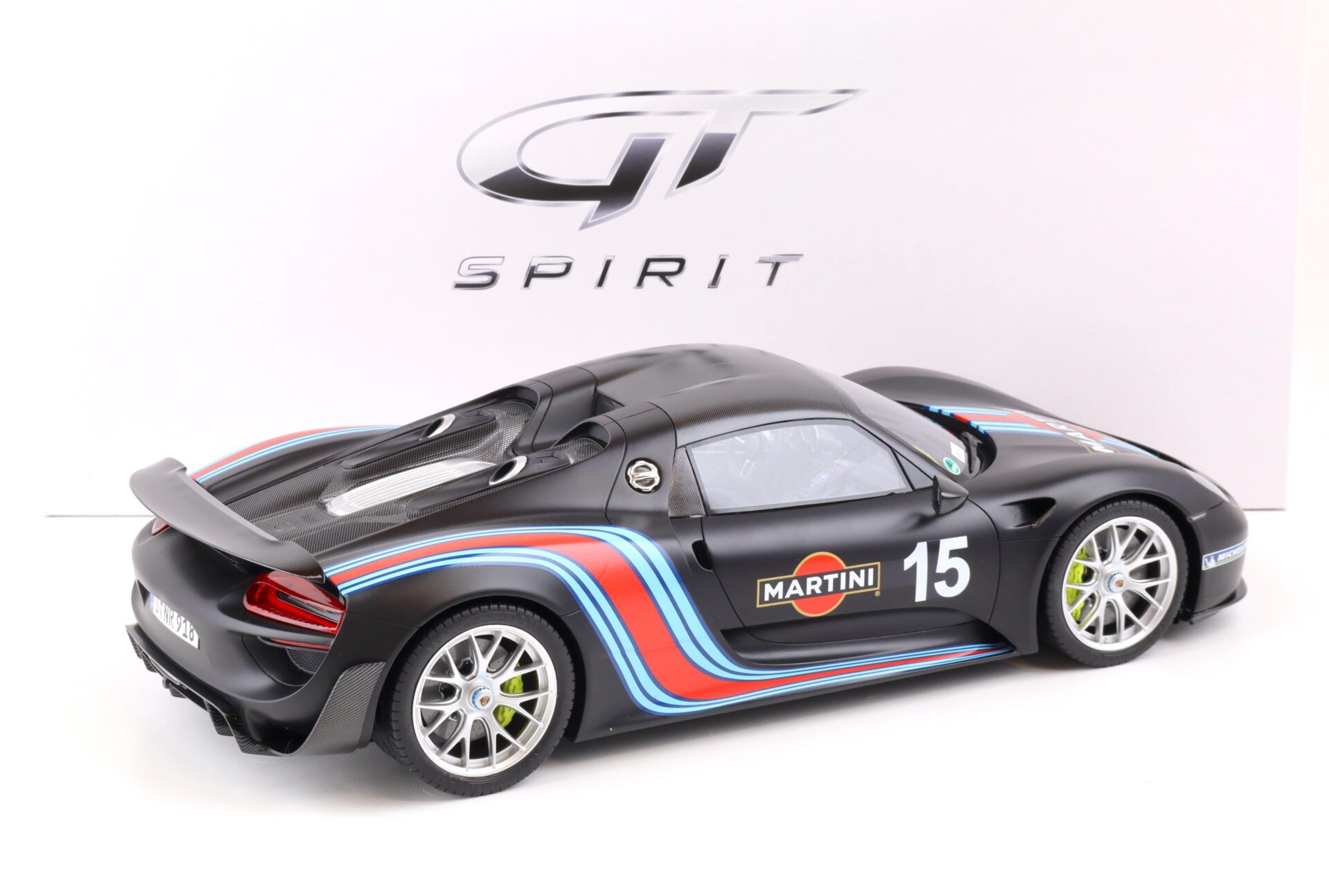 1:12 GT Spirit ZM084 Porsche 918 Spyder Weissach Package matt black Martini Livery
