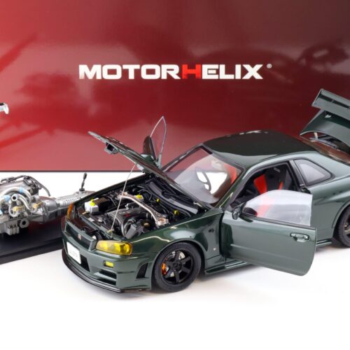 1:18 Motorhelix Nissan Skyline GT-R (R34) NISMO CUSTOMIZED dark green + engine M83408 - Image 2