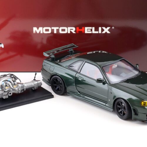 1:18 Motorhelix Nissan Skyline GT-R (R34) NISMO CUSTOMIZED dark green + engine M83408 - Image 3