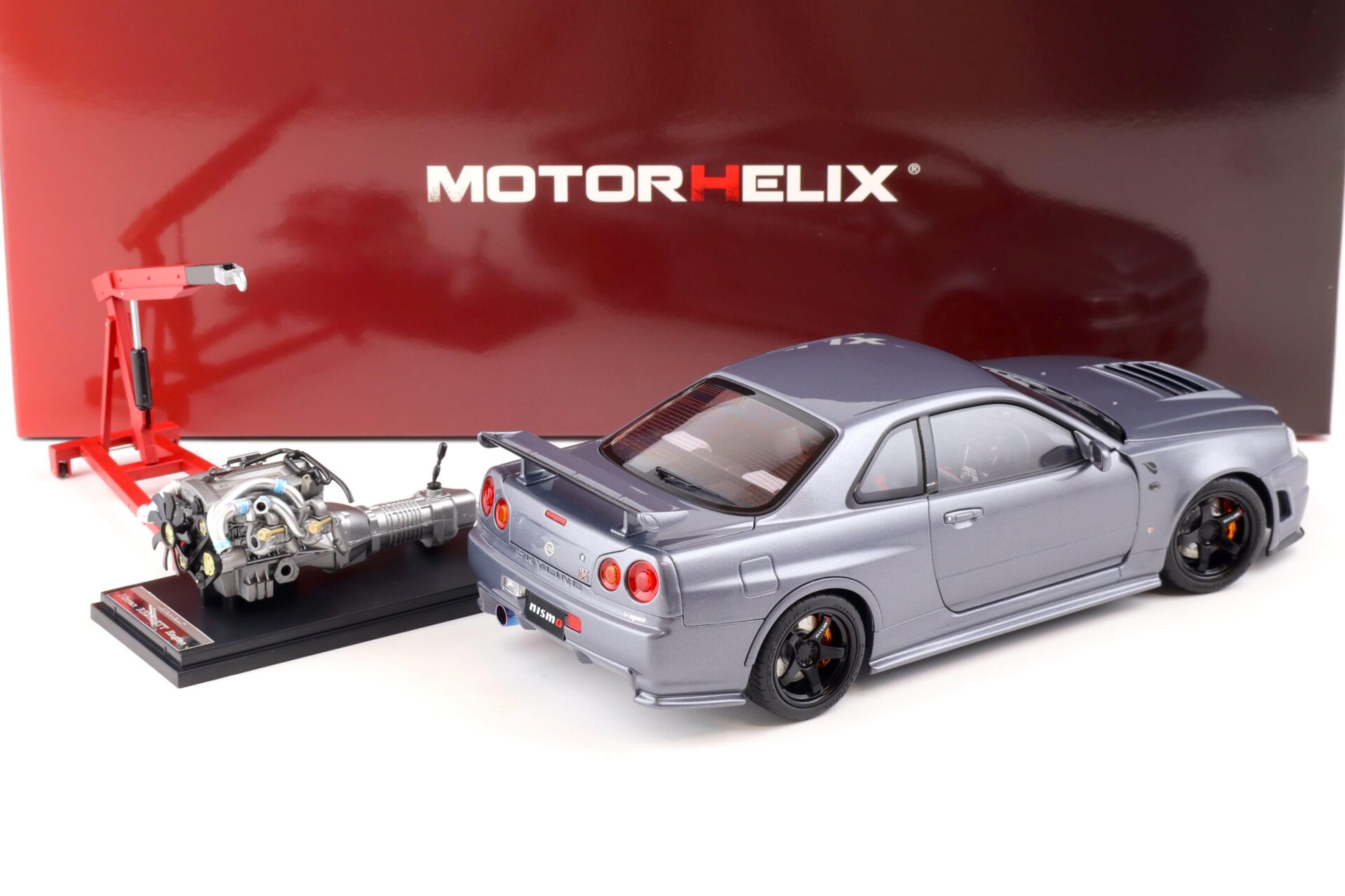 1:18 Motorhelix Nissan Skyline GT-R (R34) NISMO CRS Version gun metallic + engine M83409