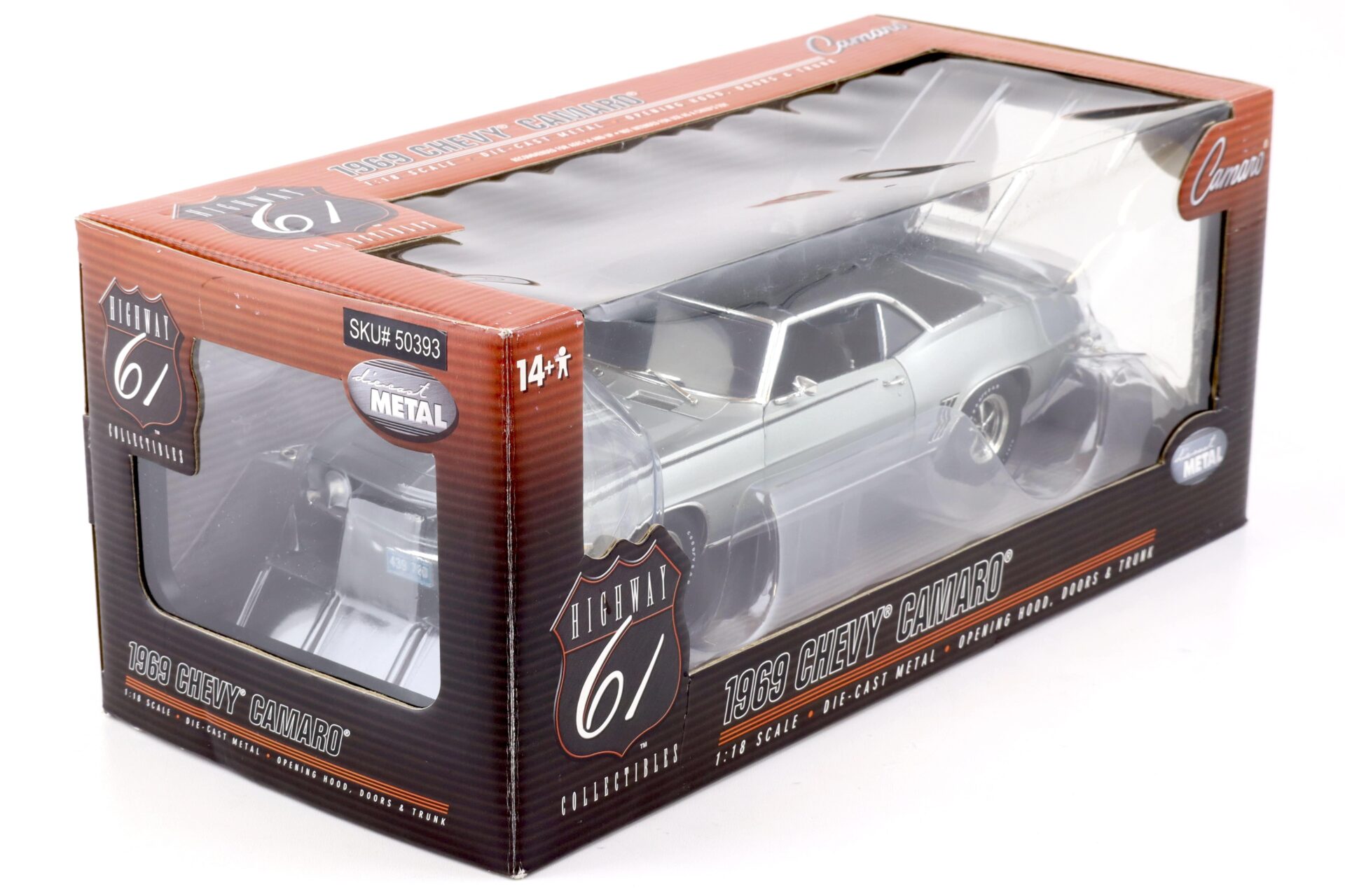 1:18 Highway61 Chevrolet Camaro Coupe 1969 silver/ black vinyl roof 50393