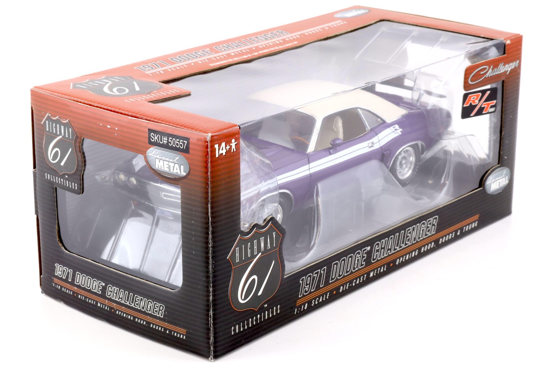 1:18 Highway61 Dodge Challenger R/T Coupe 1971 purple/ white vinyl roof 50557