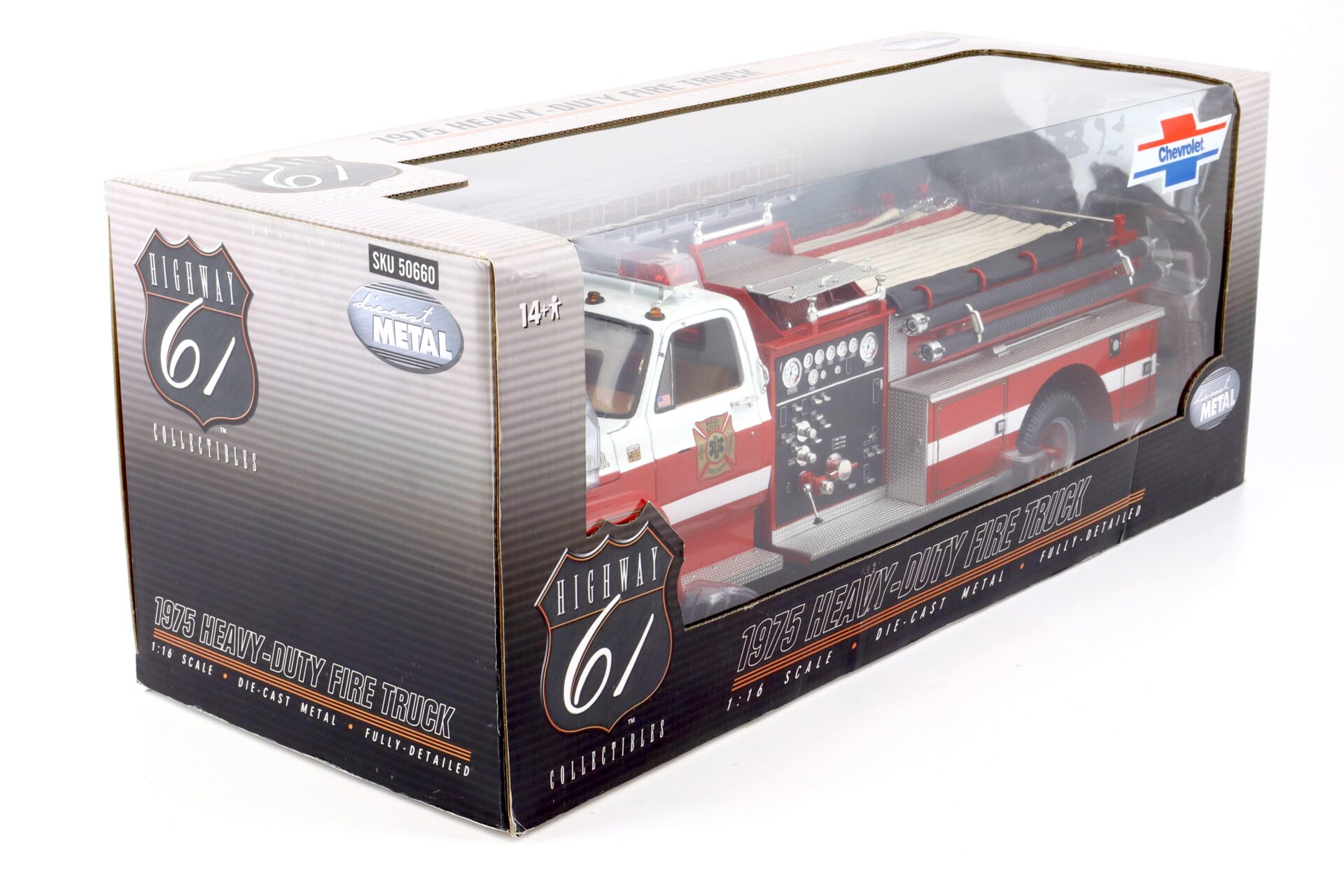 1:16/ 1:18 Highway61 Chevrolet Heavy Duty Fire Truck 1975 Red River F.D. red