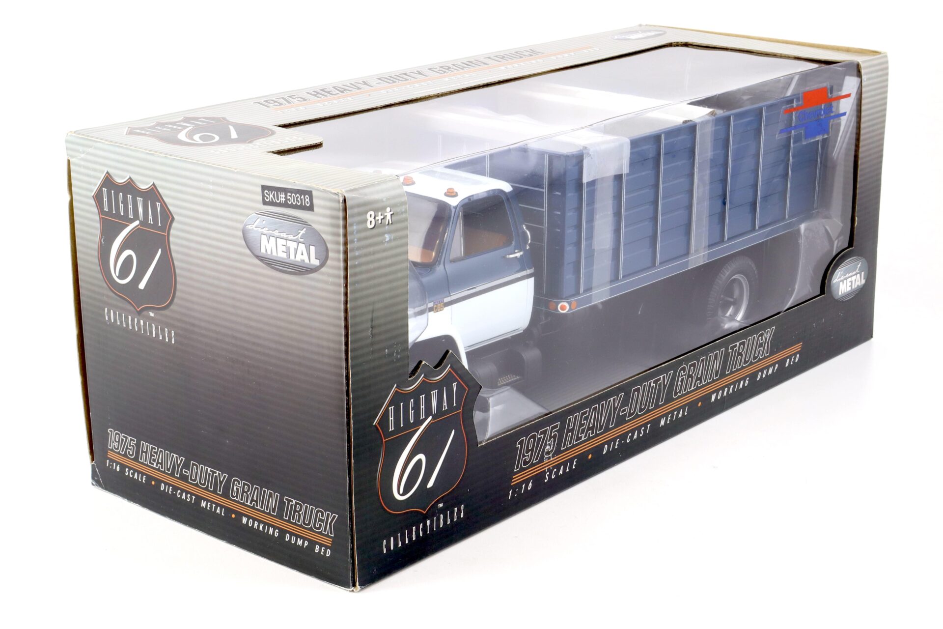 1:16/ 1:18 Highway61 Chevrolet Heavy Duty C65 Grain Truck 1975 blue/ white