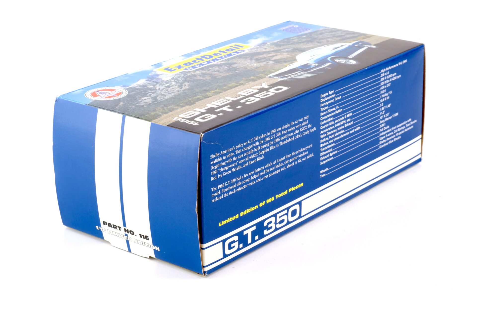 1:18 Exact Detail Shelby GT 350 Coupe 1966 blue/ white stripes WCC116