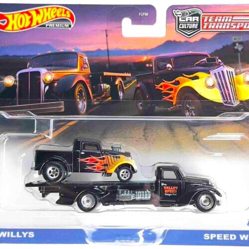 1:64 Hot Wheels Premium 2024 Team Transport 1933 Willys + Speed Waze Hot Rod
