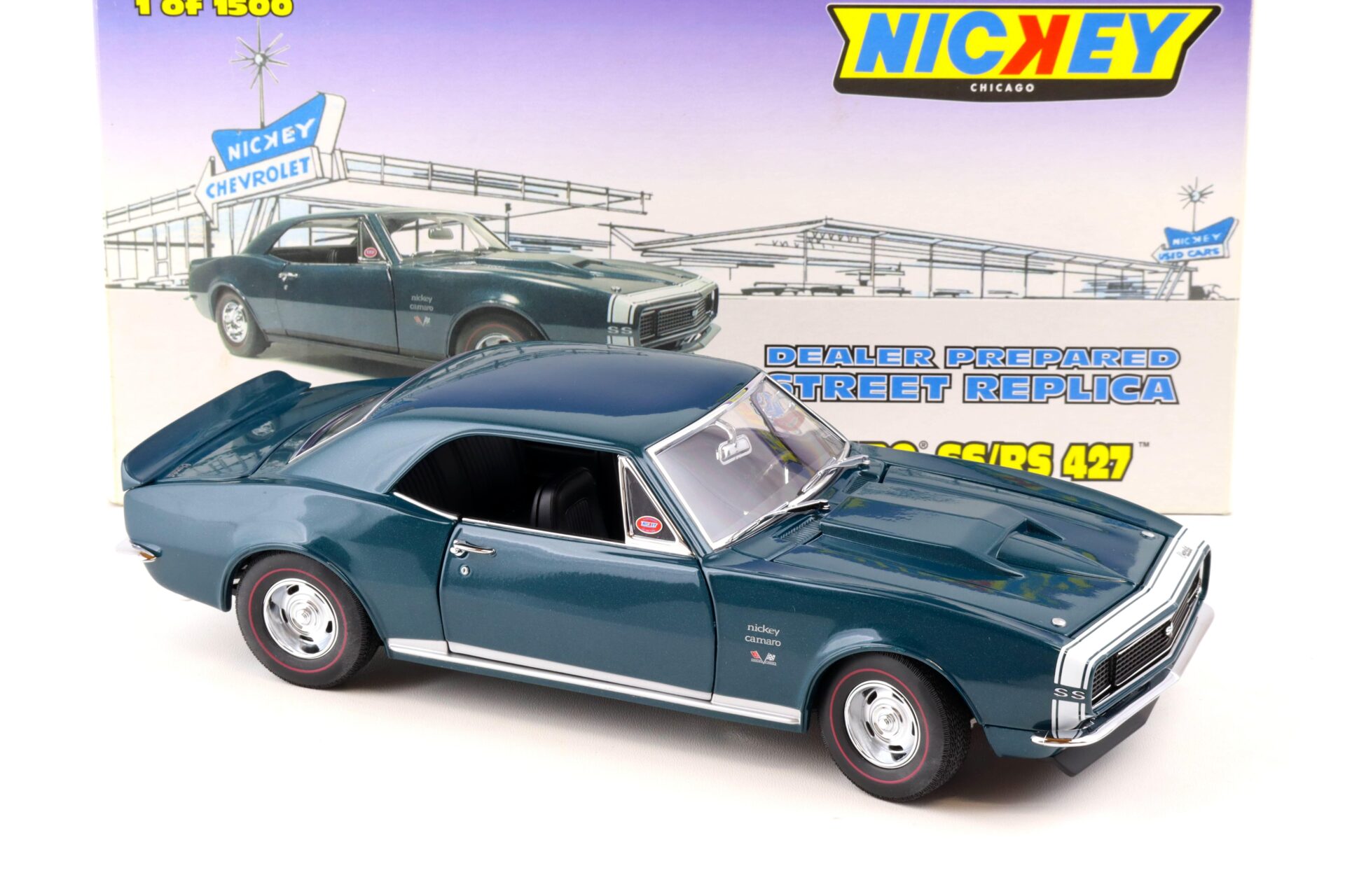 1:18 Exact Detail 1967 Nickey Chevrolet Camaro SS/RS 427 Coupe turquoise