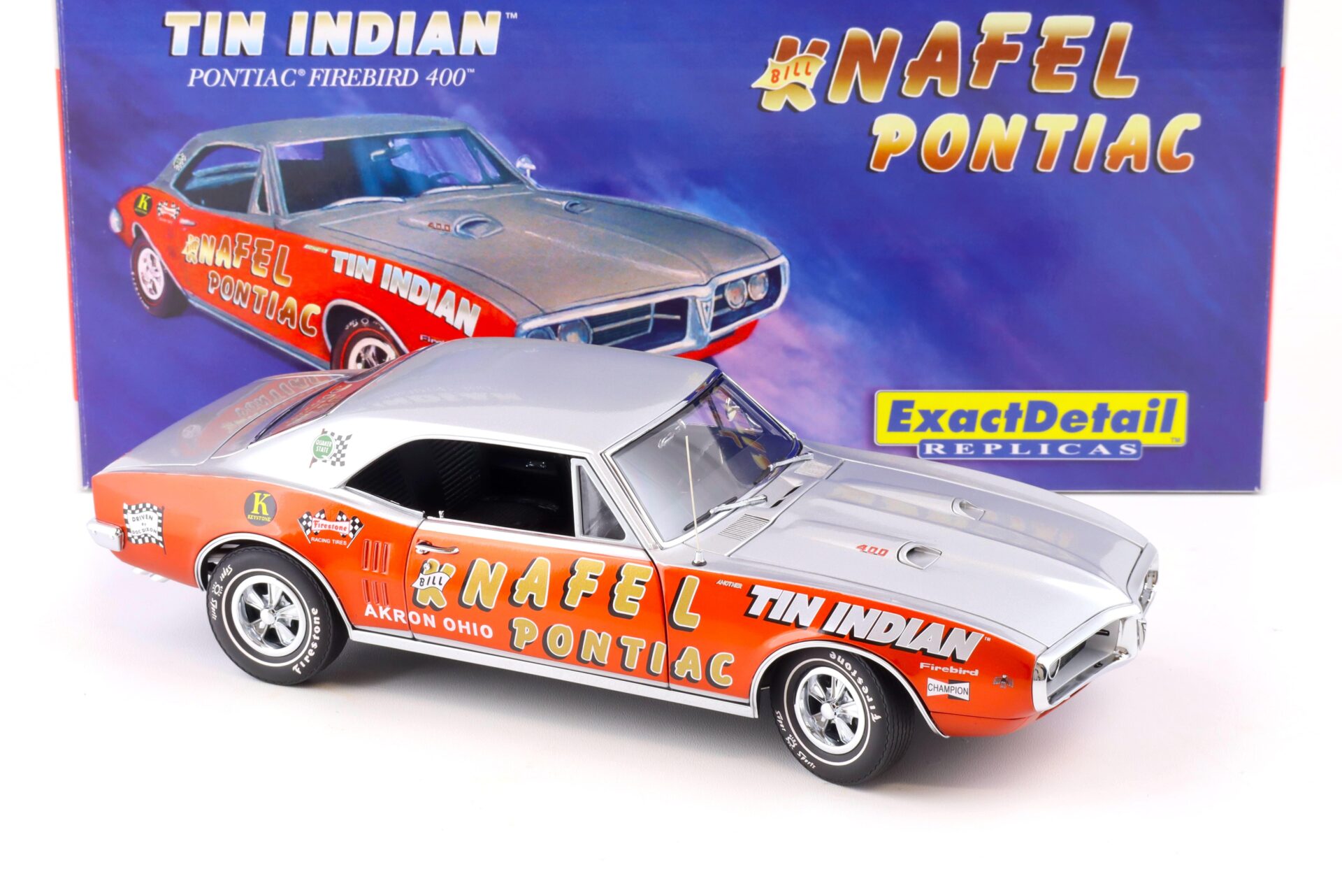 1:18 Exact Detail Pontiac Firebird 400 Tin Indian Knafel Pontiac red/ silver WCC401