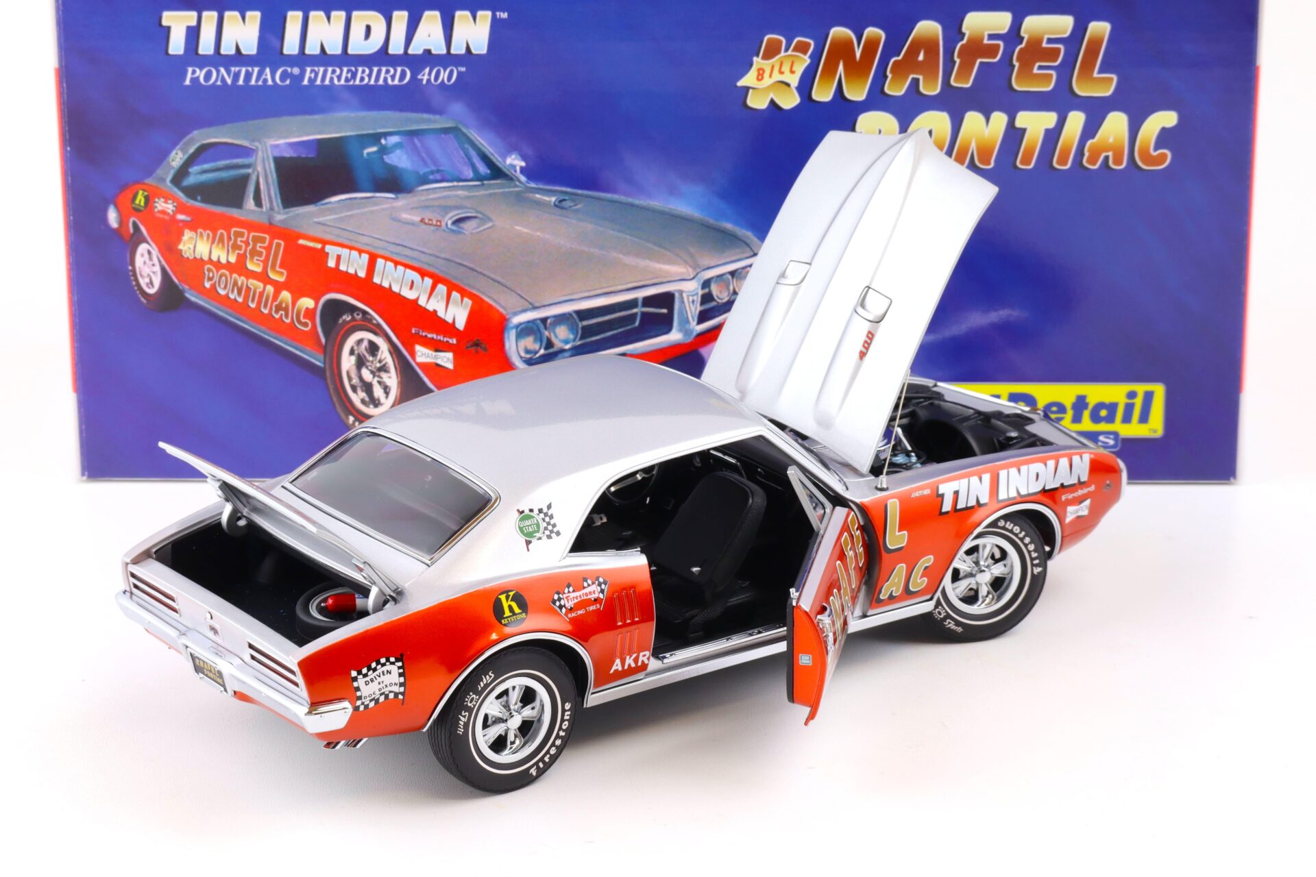 1:18 Exact Detail Pontiac Firebird 400 Tin Indian Knafel Pontiac red/ silver WCC401