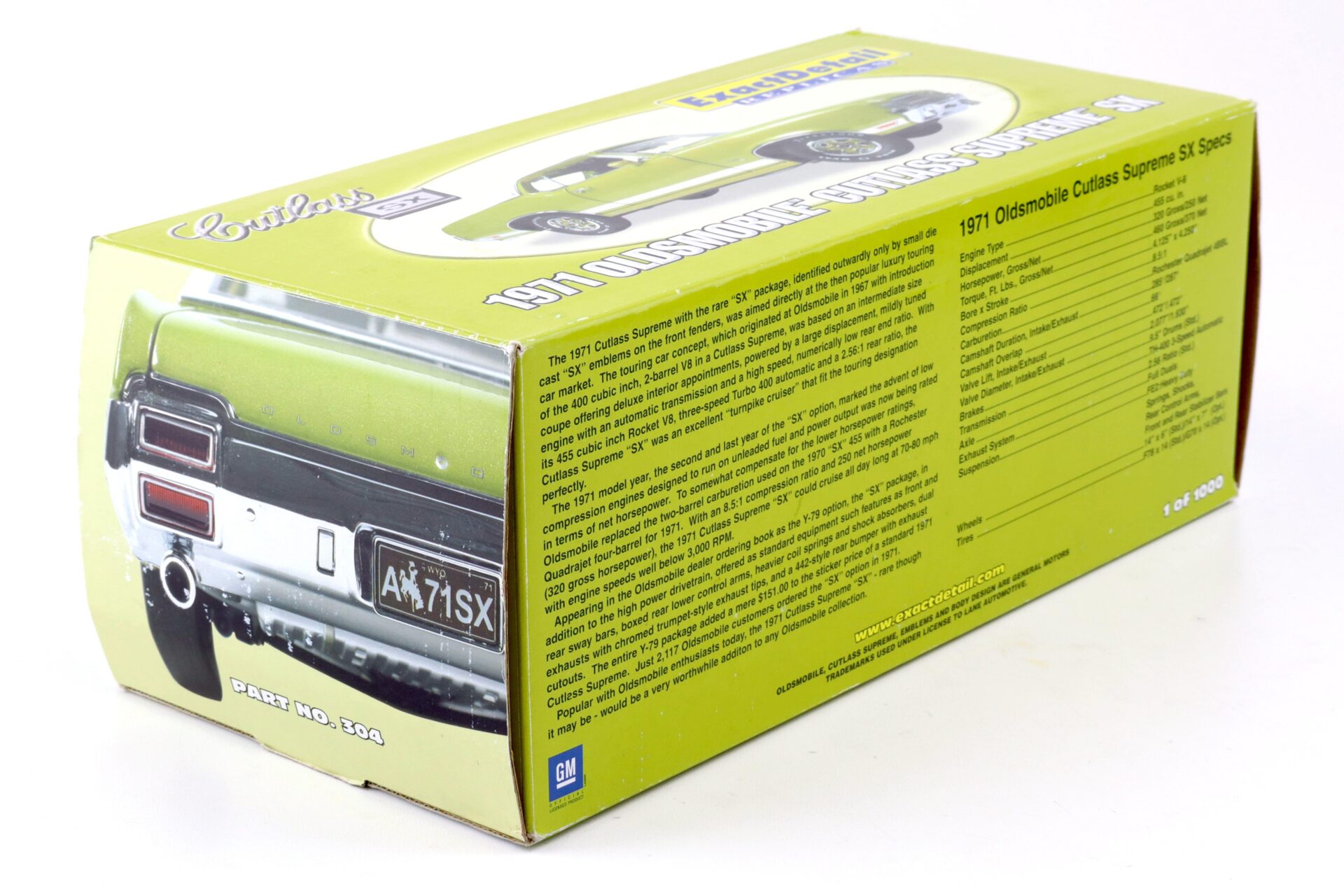 1:18 Exact Detail 1971 Oldsmobile Cutlass Supreme SX Coupe green/ white WCC304