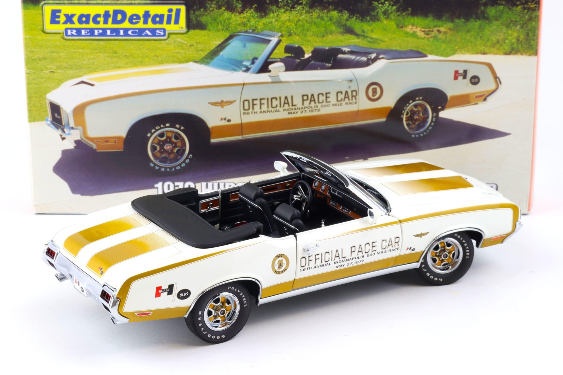1:18 Exact Detail 1972 HURST Oldsmobile Convertible Indy Pace Car white/ gold WCC305