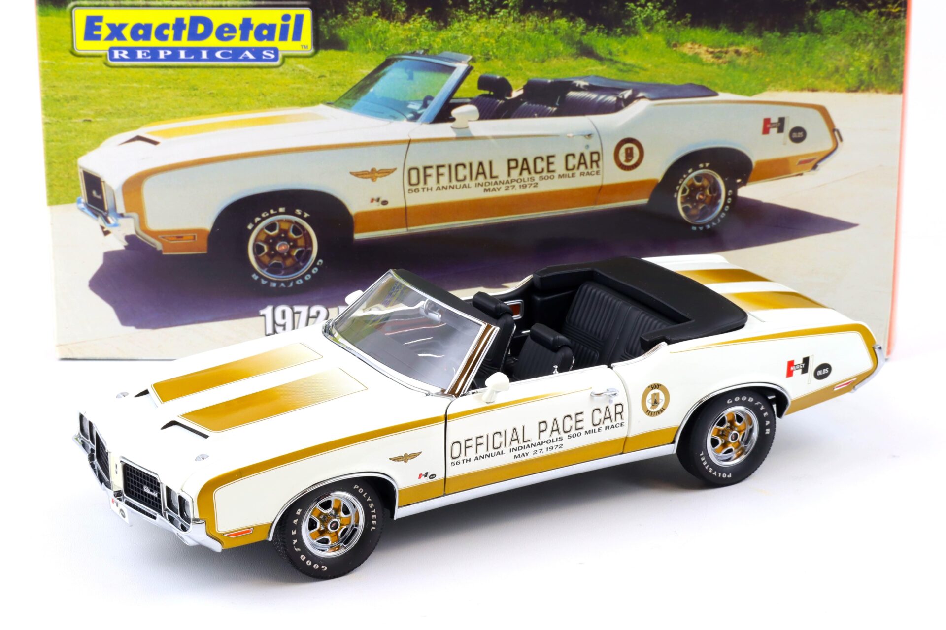 1:18 Exact Detail 1972 HURST Oldsmobile Convertible Indy Pace Car white/ gold WCC305