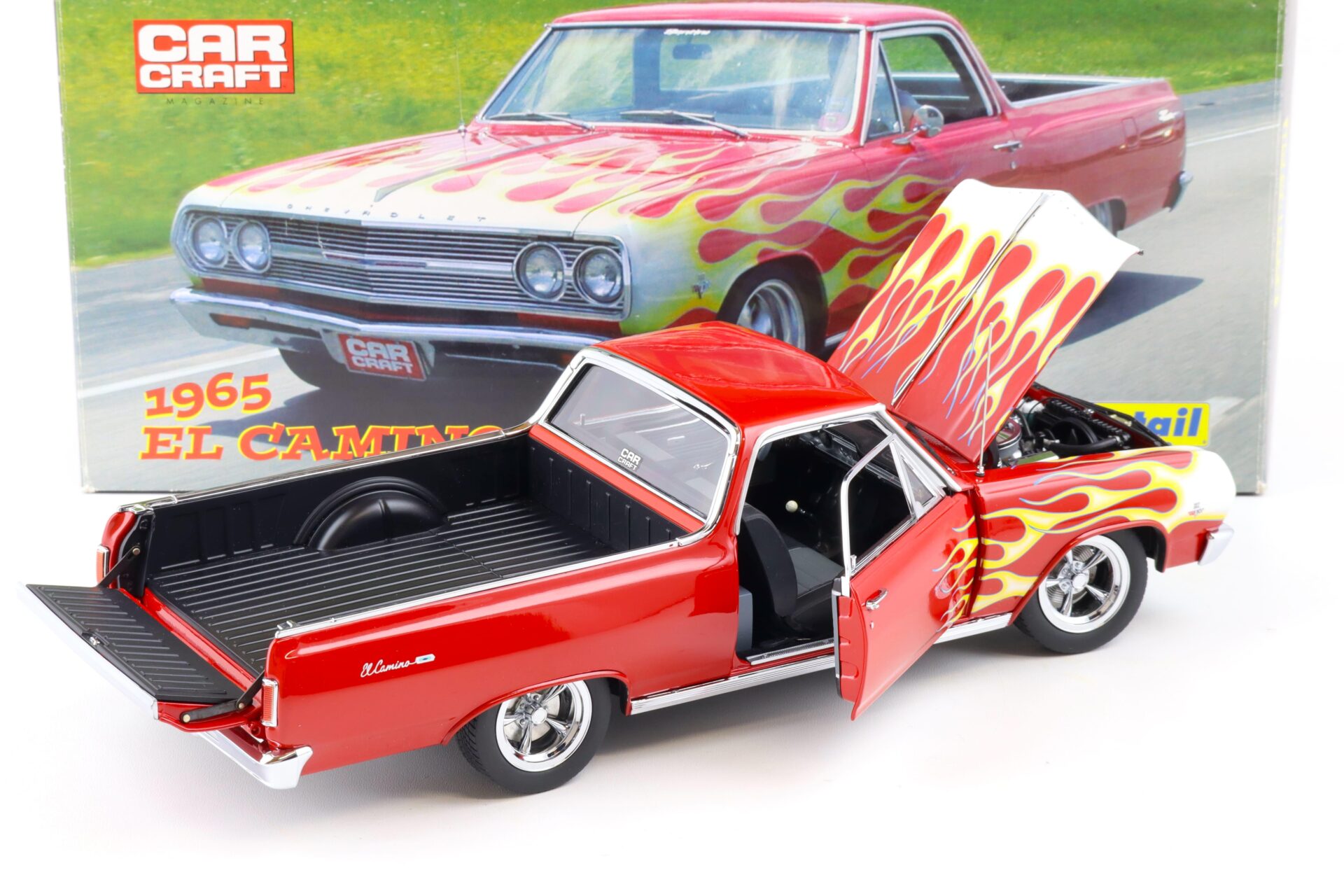 1:18 Exact Detail 1965 Chevrolet El Camino Car Craft red with flames WCC508