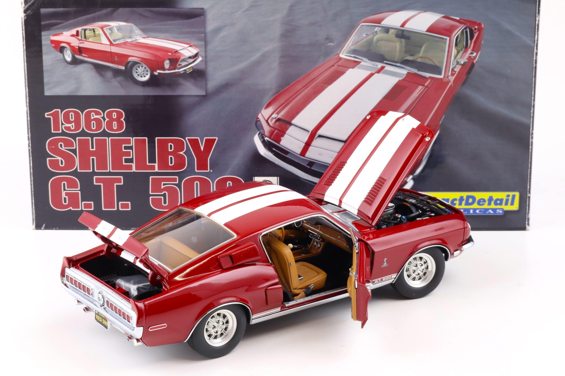 1:18 Exact Detail 1968 Shelby GT 500 Coupe Candyapple red/ white WCC702