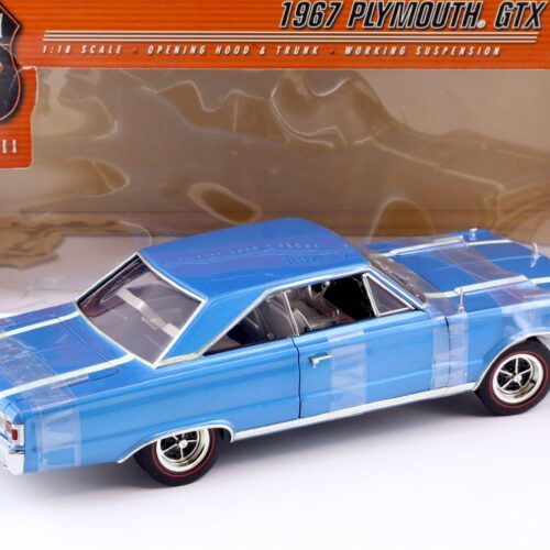 1:18 Highway61 Plymouth GTX 1967 blue metallic/ white stripes 50051
