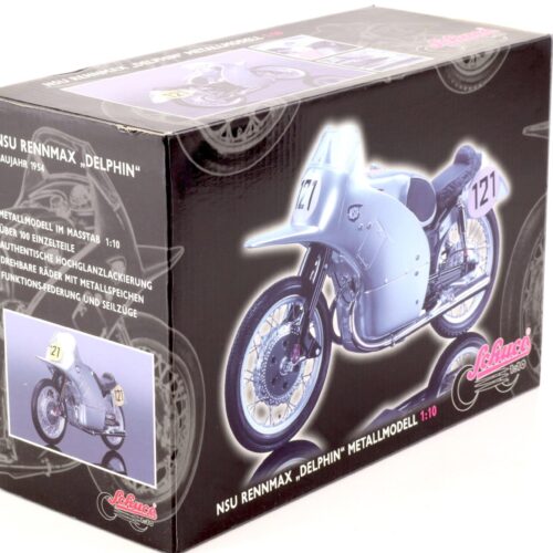 1:10 Schuco NSU Rennmax Delphin motorcycle #121 silver 06632 - Image 4
