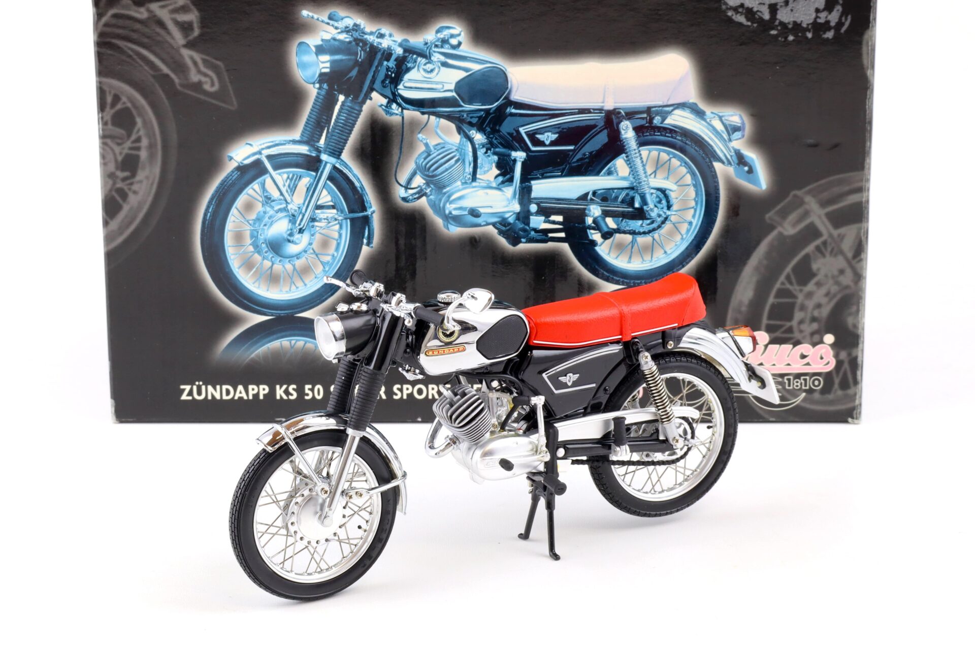 1:10 Schuco Zündapp KS 50 Super Sport Motorrad black/ red 06615