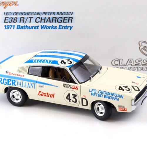 1:18 Classic Carlectables Chrysler E38 R/T Charger 1971 Bathurst Works Entry Geoghegan #43