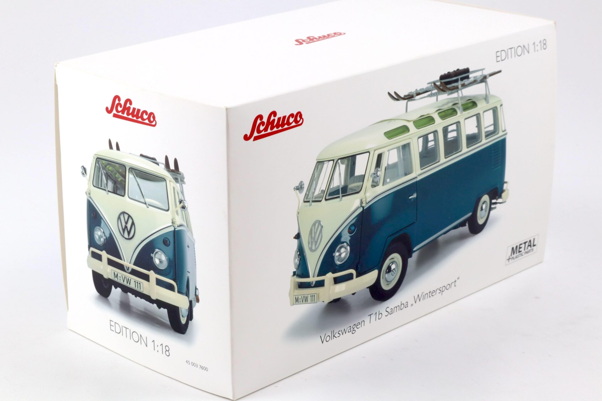 1:18 Schuco VW T1b Samba Bus Wintersport blue/ white 450037600