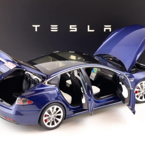 1:18 Original Tesla Model S P100D deep blue Diecast DEALER VERSION