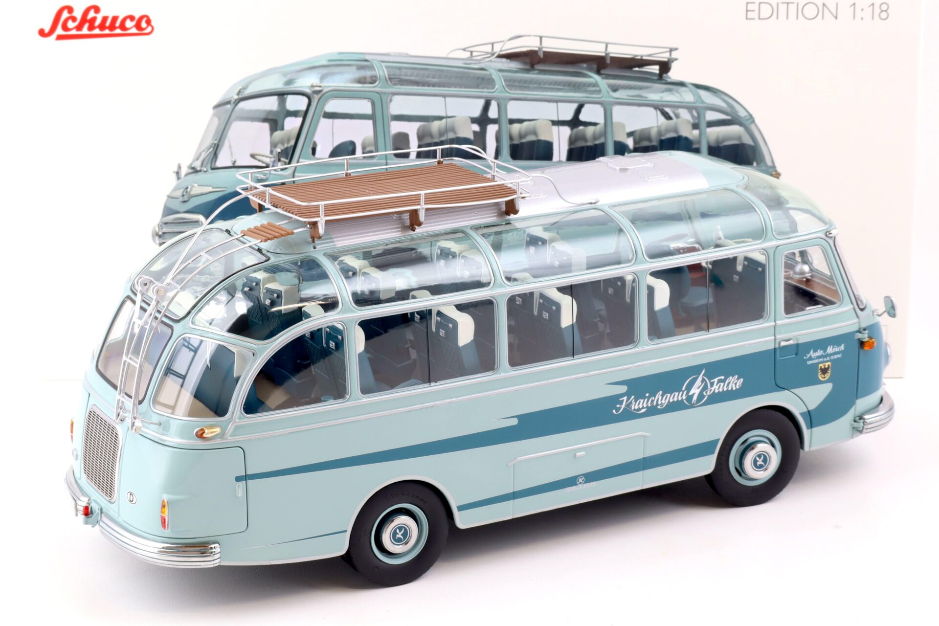 1:18 Schuco Setra S6 Reisebus "Kraichgau Falke" 1956 blue 450034900